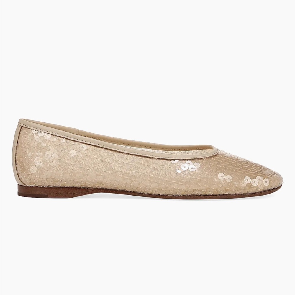 Vince Leah Sequined Ballet Flats Birch Sand EU 38 US 7.5 NWT